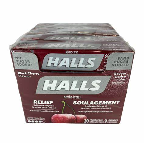 HALLS BLACK CHERRY SUGAR FREE 20CT (CAN)