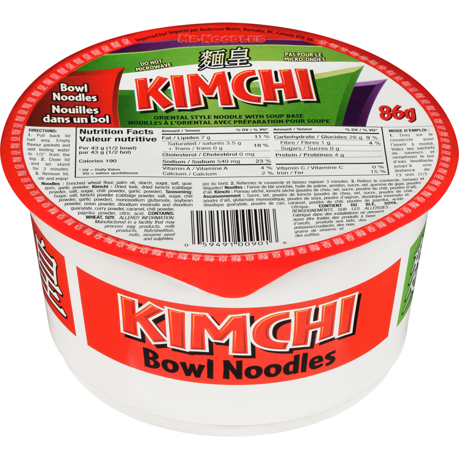 MR NOODLE SOUP KIMCHI TRADITIONAL 12X86g