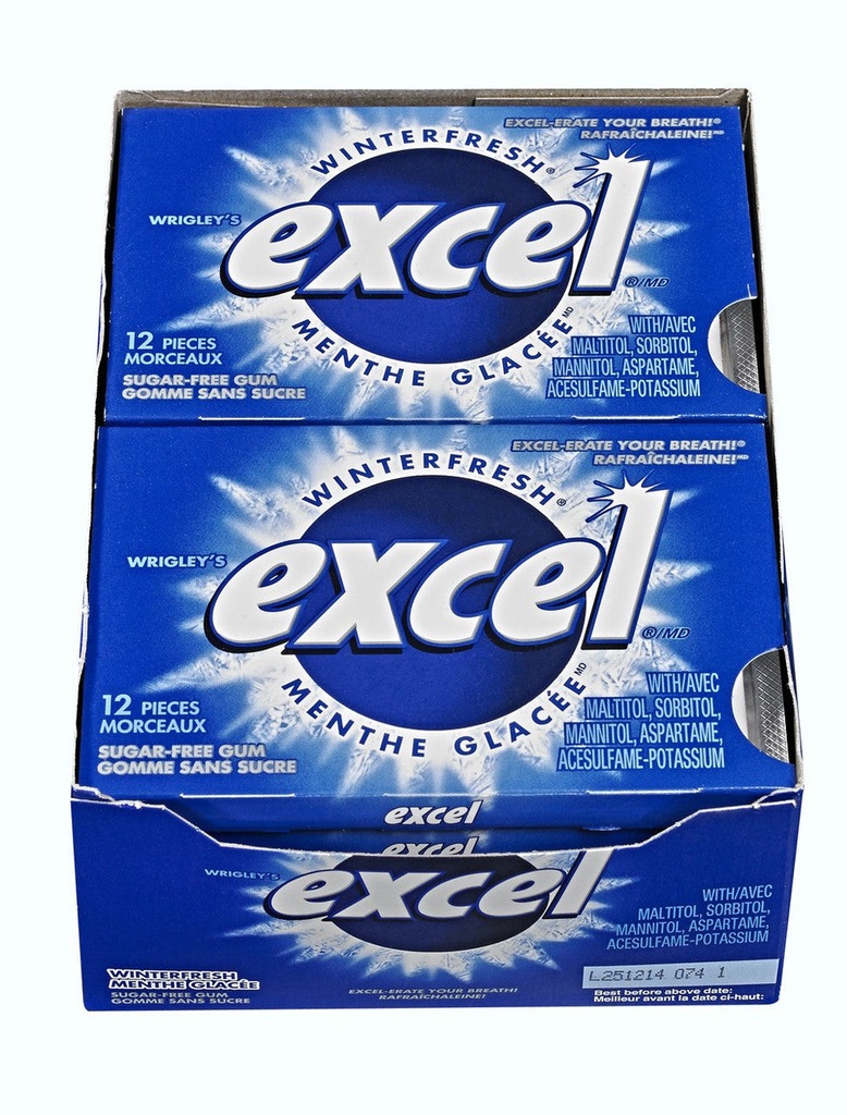 EXCEL PELLET WHITE WINTERFRESH GUM 12CT