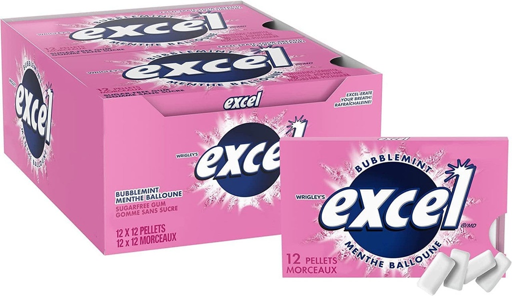 EXCEL PELLET WHITE BUBBLEMINT 12CT