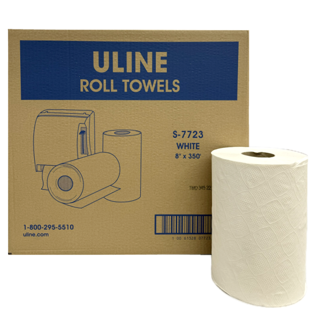 Uline White Towel 8" x 350  12 rolls