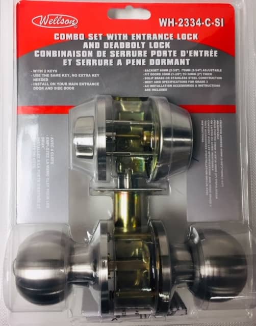 ENTRANCE LOCK W/ KEYS (SILVER)