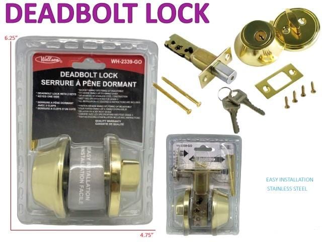 DEADBOLT LOCKD W/ 2KEYS (GOLD)