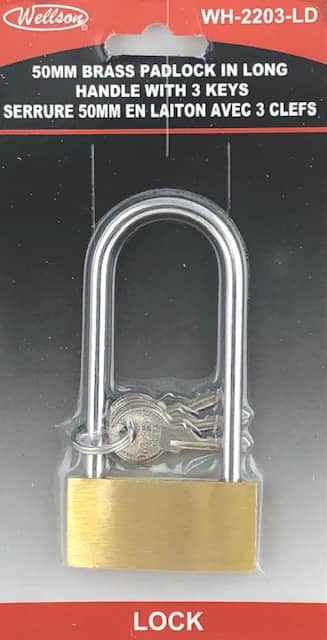 BRASS PADLOCK LONG 50MM