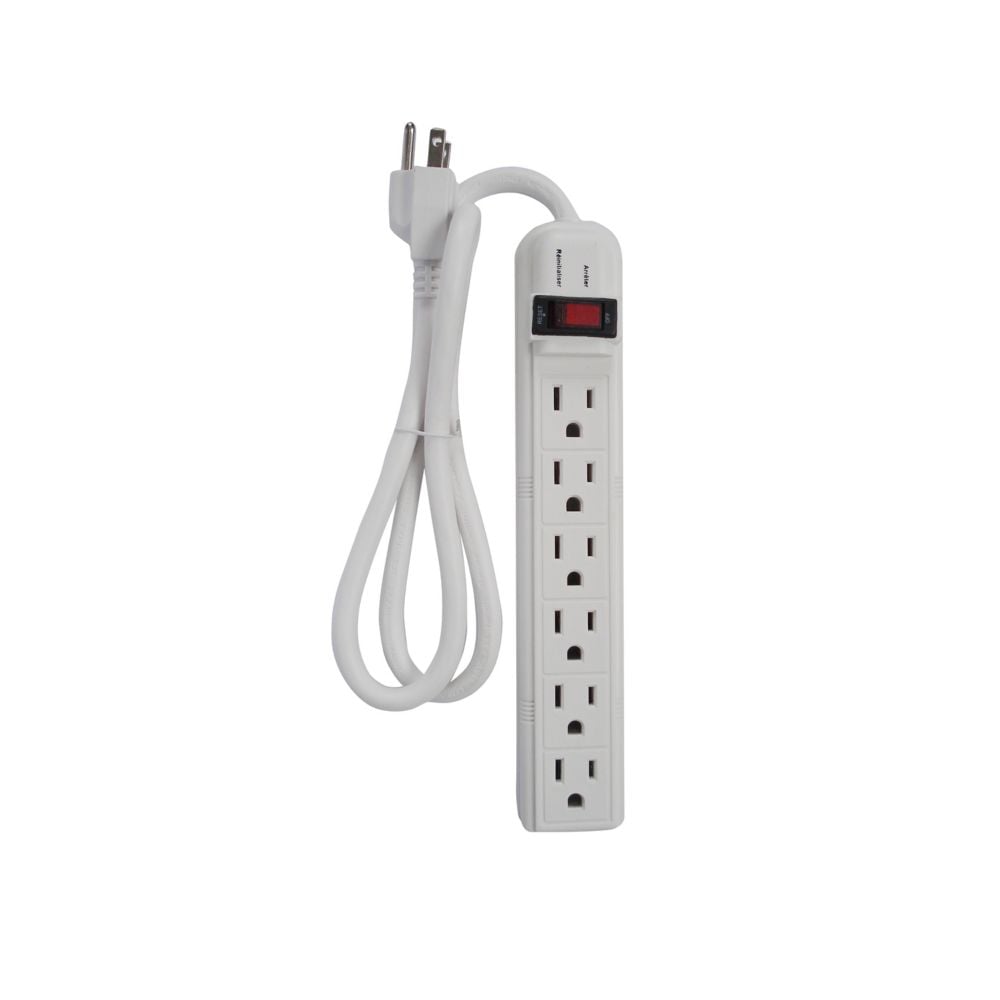 6-OUTLET POWER BAR WHITE