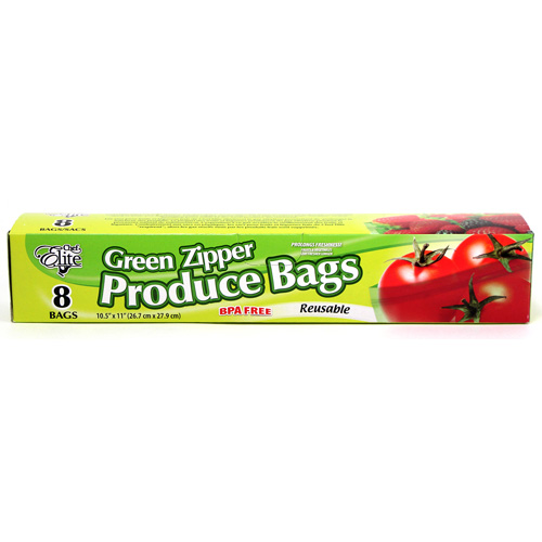 ZIPPER BAGS GREEN 10.5"X11" /8PK