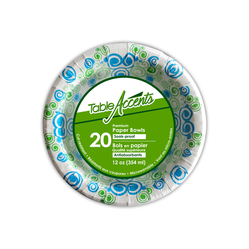 TABLE ACCENTS PAPER BOWLS 12OZ 20PK