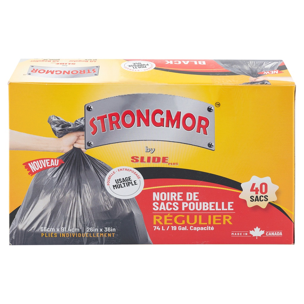 STRONGMOR GARBAGE BAGS BLACK /40PK 
