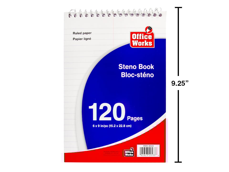 STENO BOOK 120PG 6"x9"