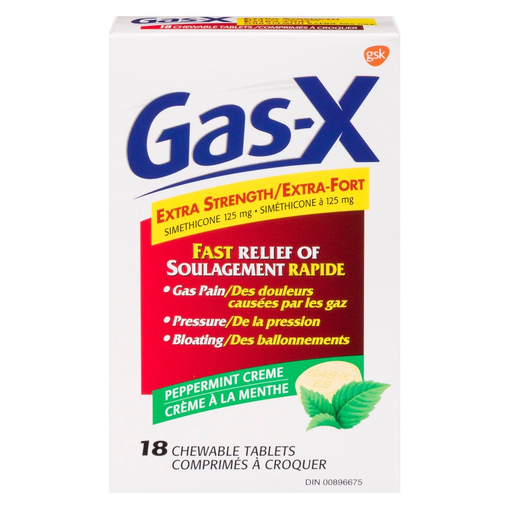 GAS-X EXTRA STRENH PEPPERMINT CREME 125MG 18CT