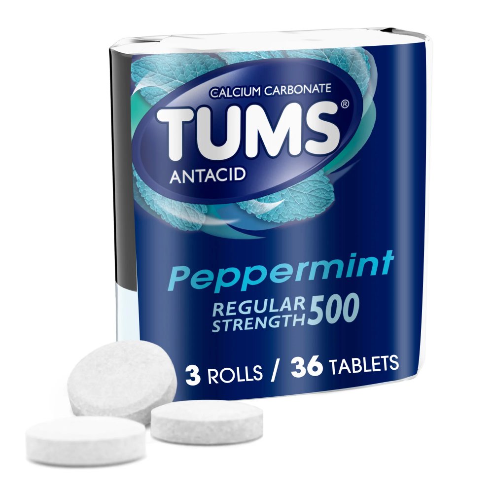 TUMS REG ST PEPPERMINT 3ROLLS 500MG