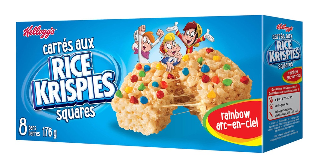 KELLOGG'S RICE KRISPES SQUARES RAINBOW 176G /8CT 