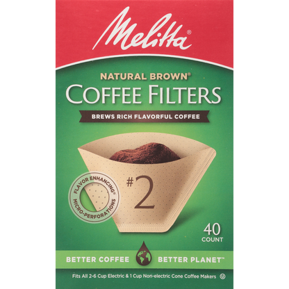 MELITTA BROWN COFFEE FILTER #2 40CT