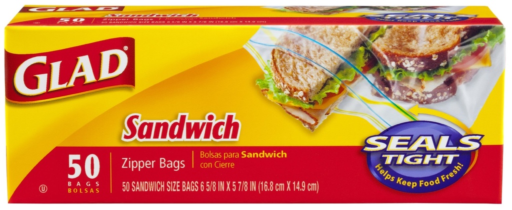 GLAD SANDWICH BAGS 50CT