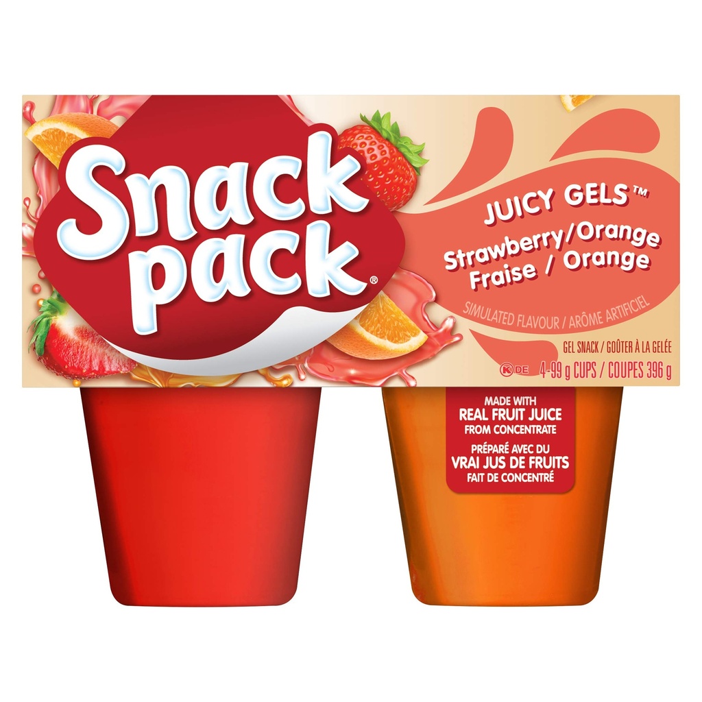 SNACK PACK STRAW/ORANG 4CT 99G