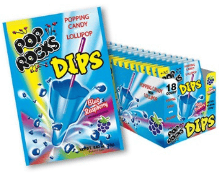 POP ROCKS DIPS BLUE RASP. 18CT