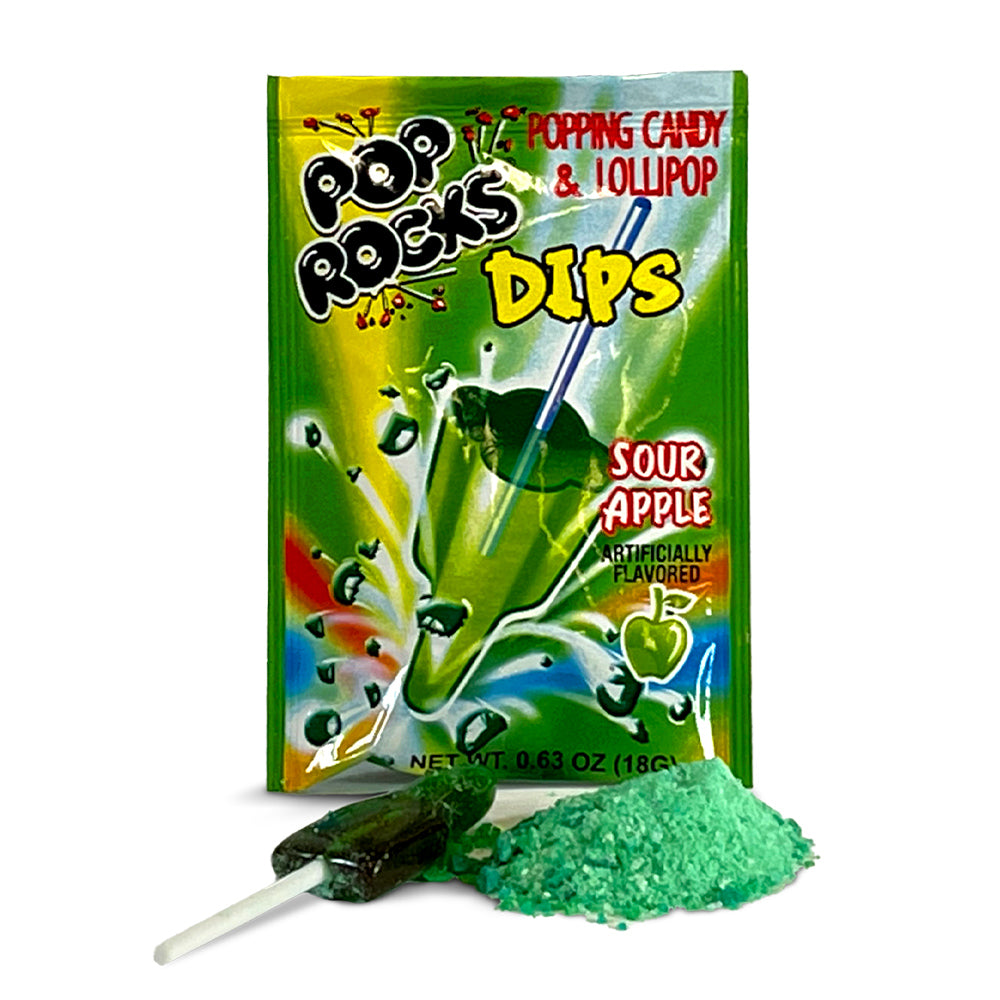 POP ROCKS DIPS SOUR APPLE 324G 18CT