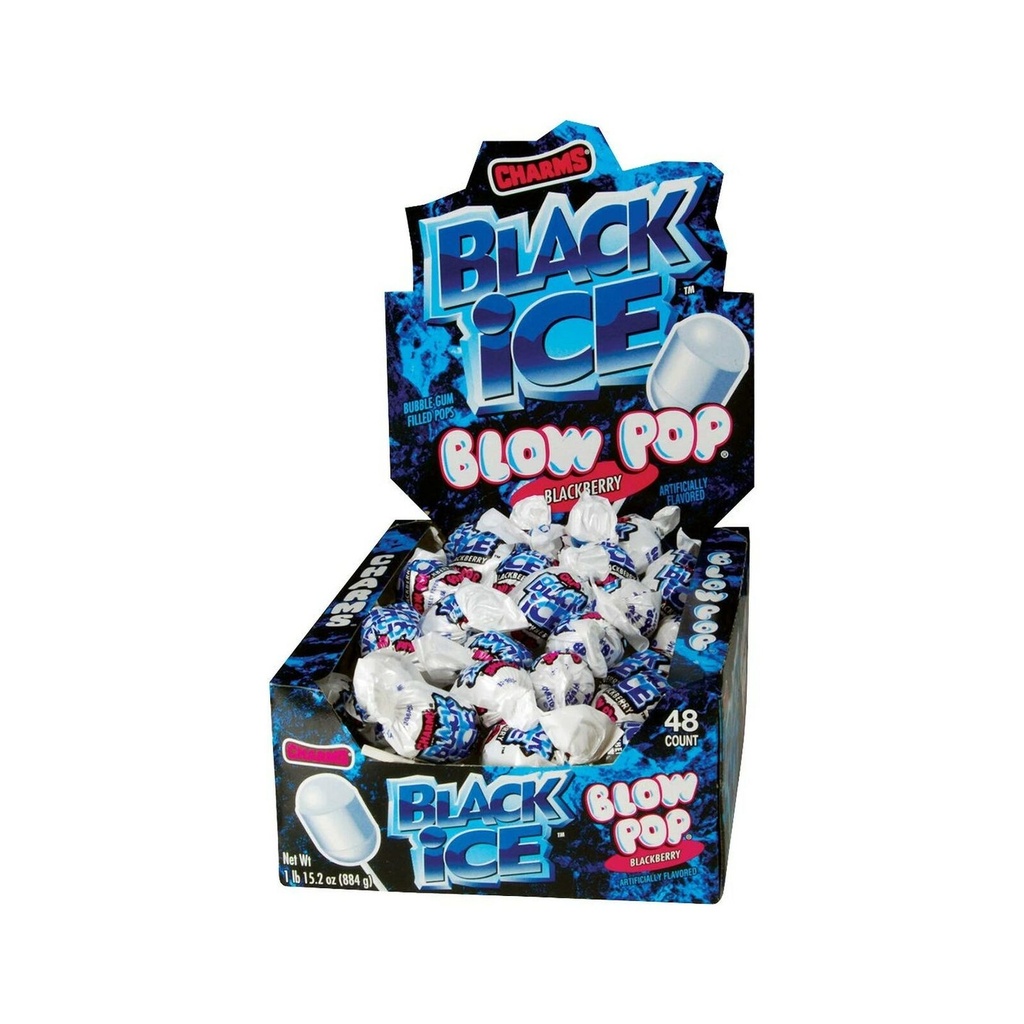CHARMS BLACK ICE BLOW POP 48CT 884G
