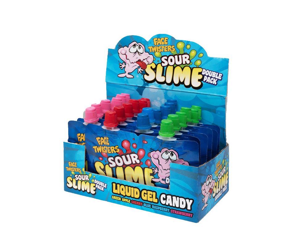 FACE TWISTERS SOUR SLIME APPLE/CHERRY/BLUE 18CT