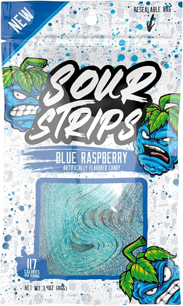SOUR STRIPS BAG BLUE RASPB. 96G