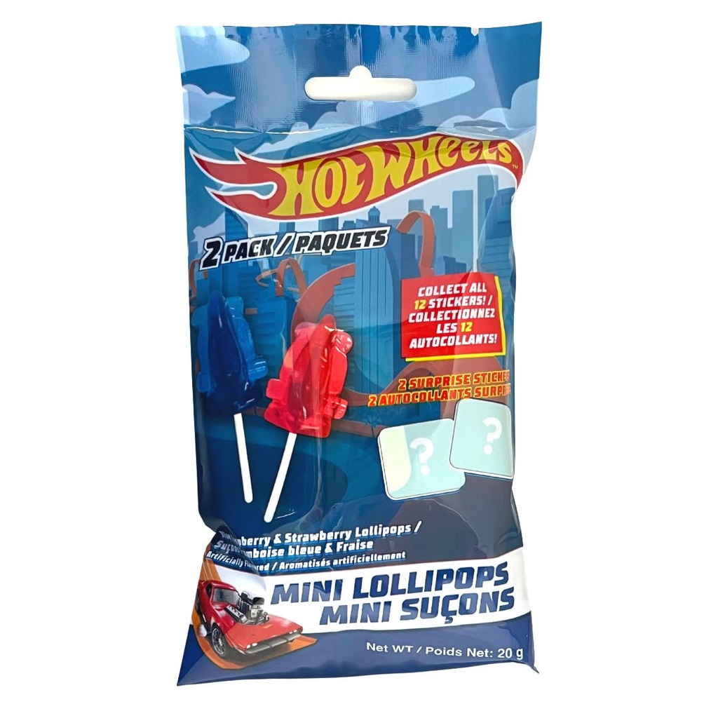HOT WHEELS MINI LOLLIPOPS 2CT 20G