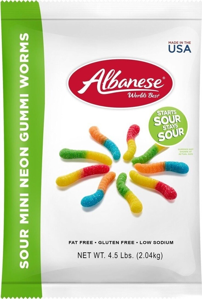 ALBANESE MINI SOUR NEON WORMS 2.04KG