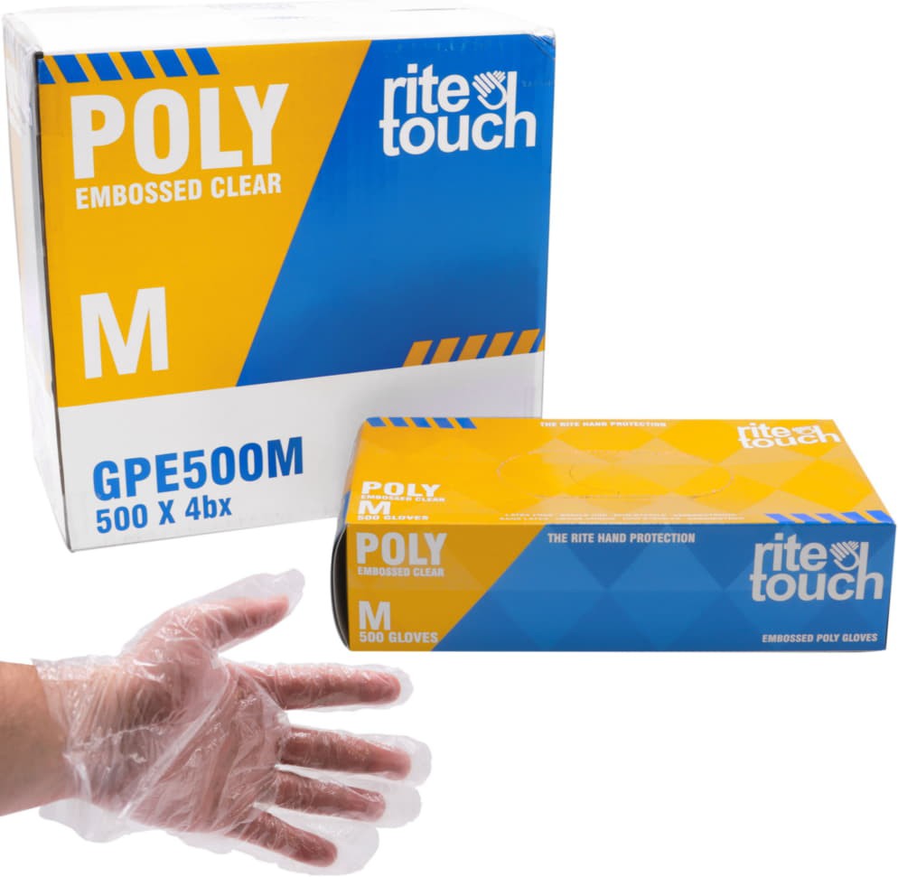 RITE TOUCH POLY GLOVES MEDIUM  