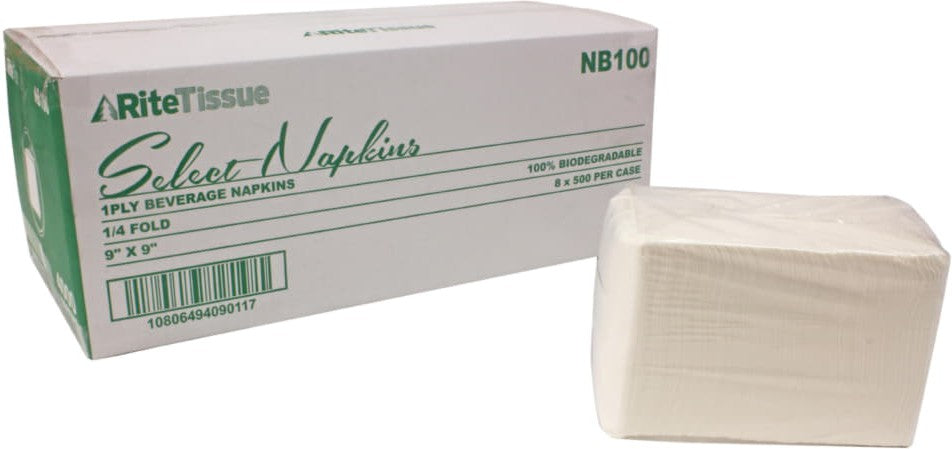 RITE TISSUE BEVERAGE NAPKIN 9''X9''/ 8CT