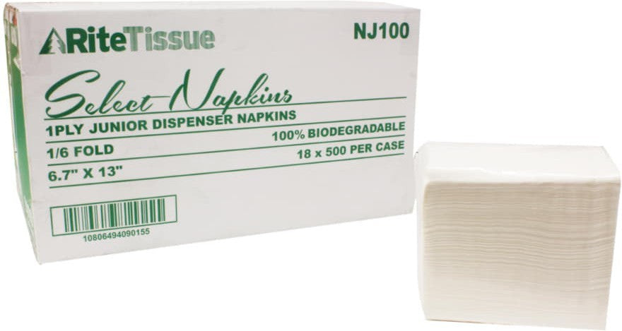 RITE TISSUE JR. DISP. NAPKIN 6.7''X13'' 18X500CT