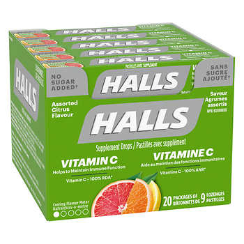 HALLS ASST. CITRUS VIT C 20CT