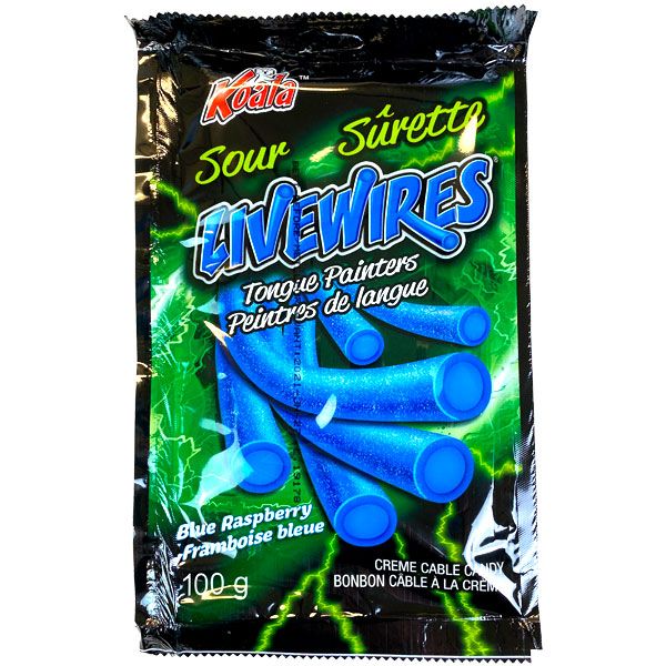 LIVEWIRES SOUR BLUE RASP. 18CT 100G