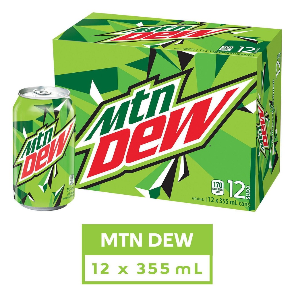 MOUNTAIN DEW CANS 355ML/12CT