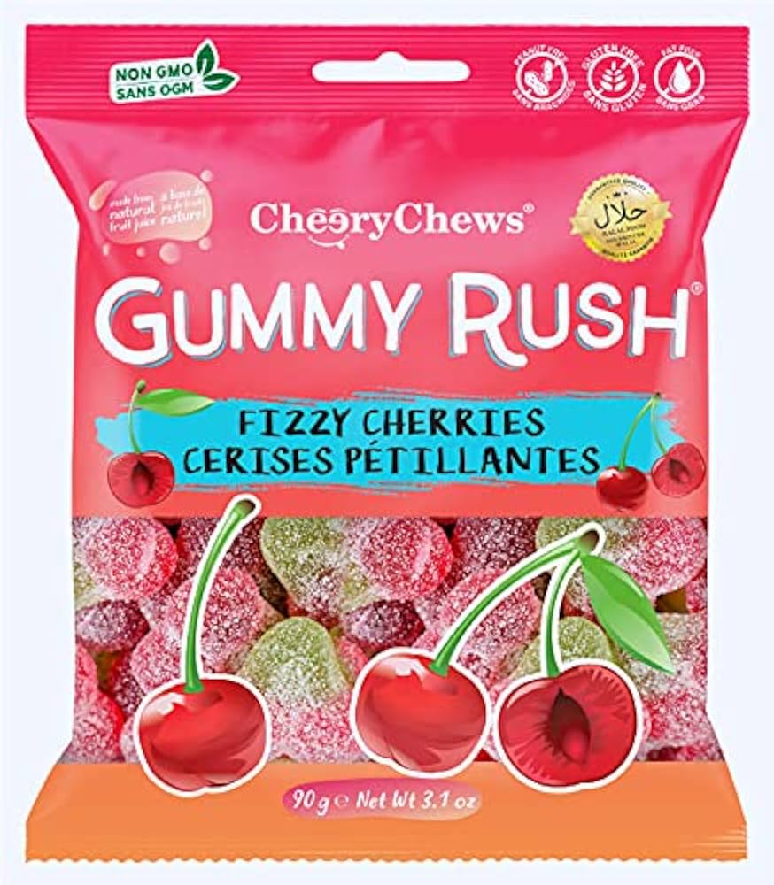 GUMMY RUSH FIZZY CHERRIES 90G