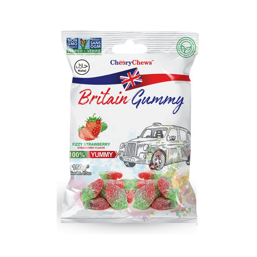 BRITAIN GUMMY FIZZY STRAWBERRY 80G