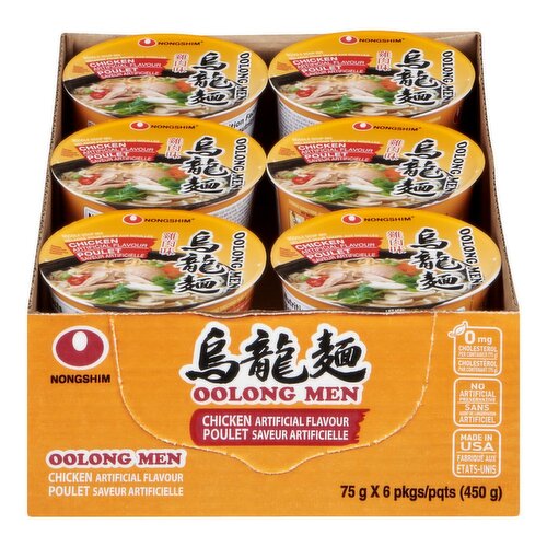NONGSHIM OOLONGMEN CUP CHICKEN (75G-6PK) 