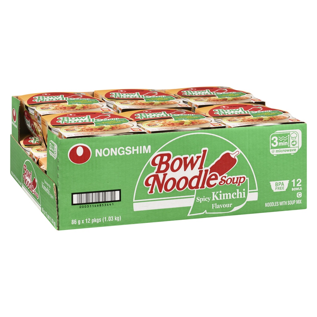 NONGSHIM NOODLE BOWL KIMCHI (86G-12PK)
