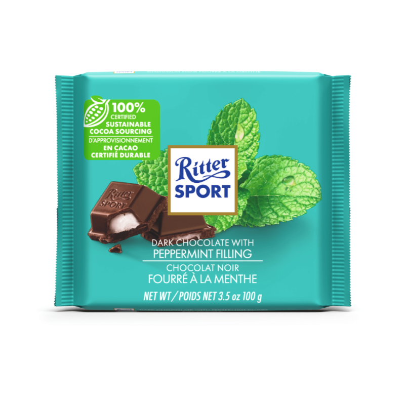 RITTER DARK CHOCO. W/PPMINT. 100G