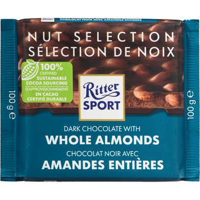 RITTER DARK CHOCO. WHOLE ALMONDS 100G 