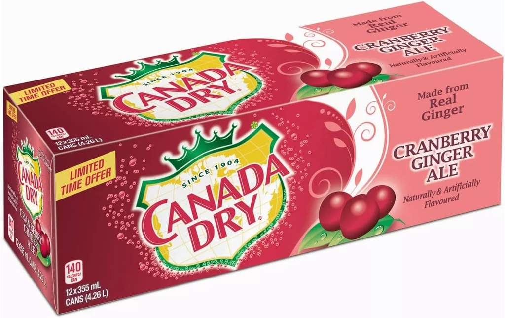 CANADA DRY CANS CRANBERRY  355ML/12CT 