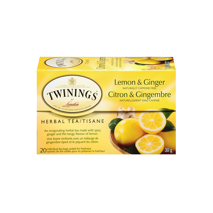 TWININGS LEMON & GINGER TEA 32G/20CT