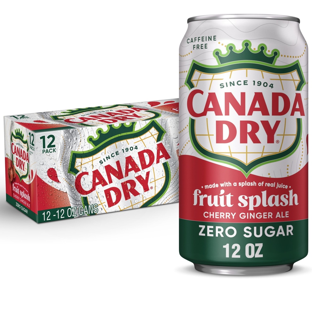 CANADA DRY ZERO CHERRY GINGER ALE 355ML/12CT (U)