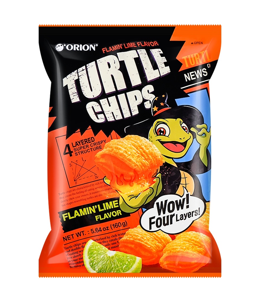ORION TURTLE CHIPS FLAMIN' LIME 160G