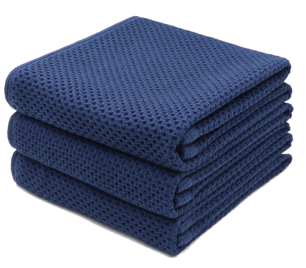 WAFFLE KITCHEN TOWEL - NAVY BLUE 