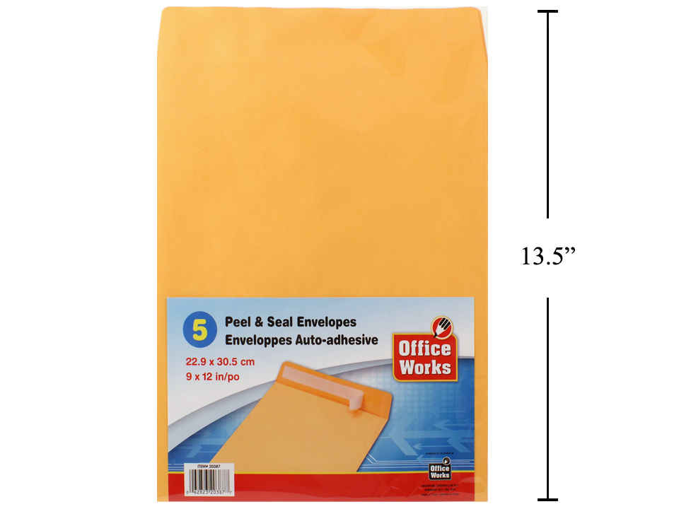 PEEL & SEAL KRAFT ENVELOPES 9"X12"
