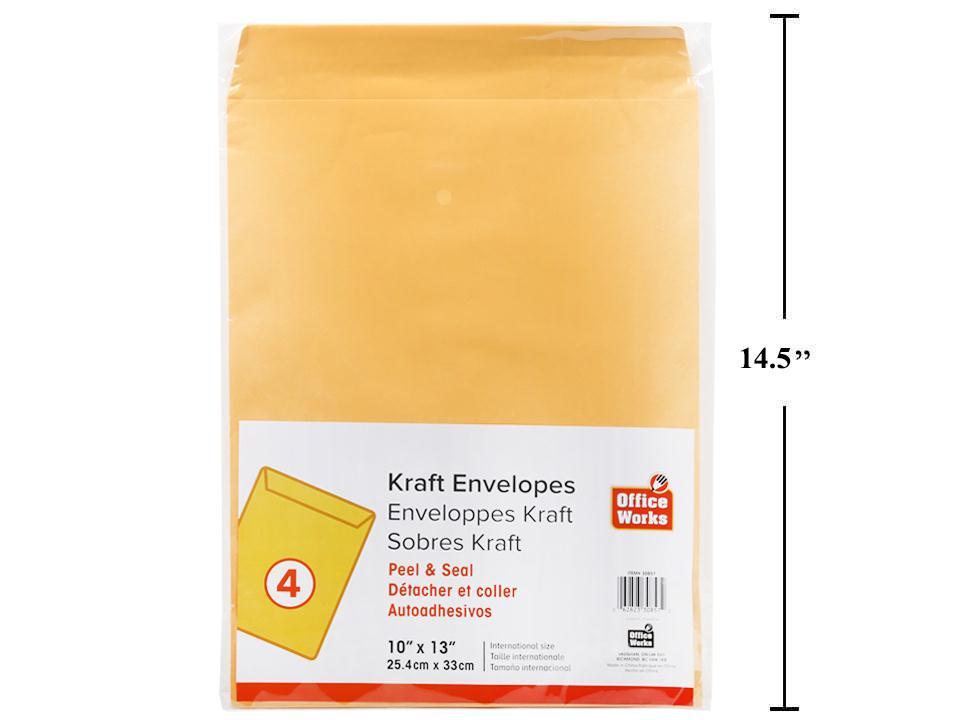 PEEL & SEAL KRAFT ENVELOPES 10"X13"