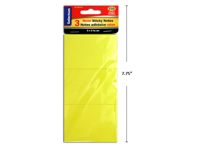 NEON STICKY NOTES 3"X2"/ 150 SHEETS