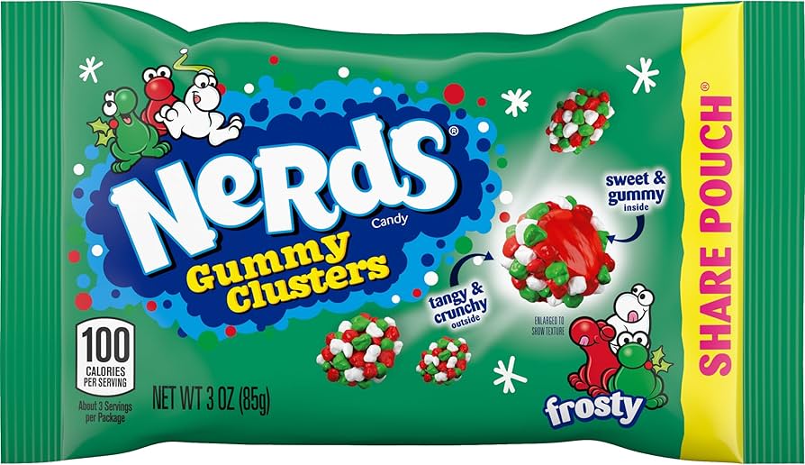 NERDS GUMMY CLUSTER HOLIDAY 85G/12CT SHARE .S 