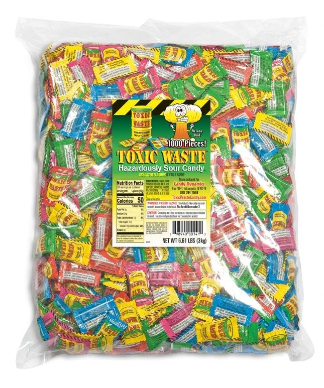 TOXIC WASTE SOUR CANDY ASSORTED BULK 1000CT
