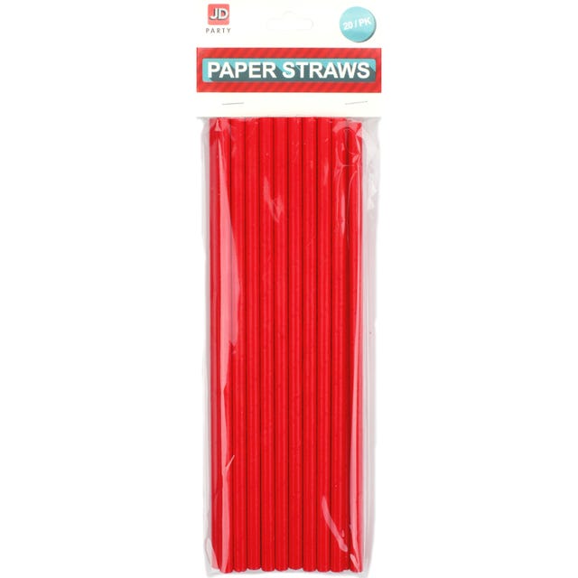 PAPER STRAWS ASSTD COLOUR 20PK