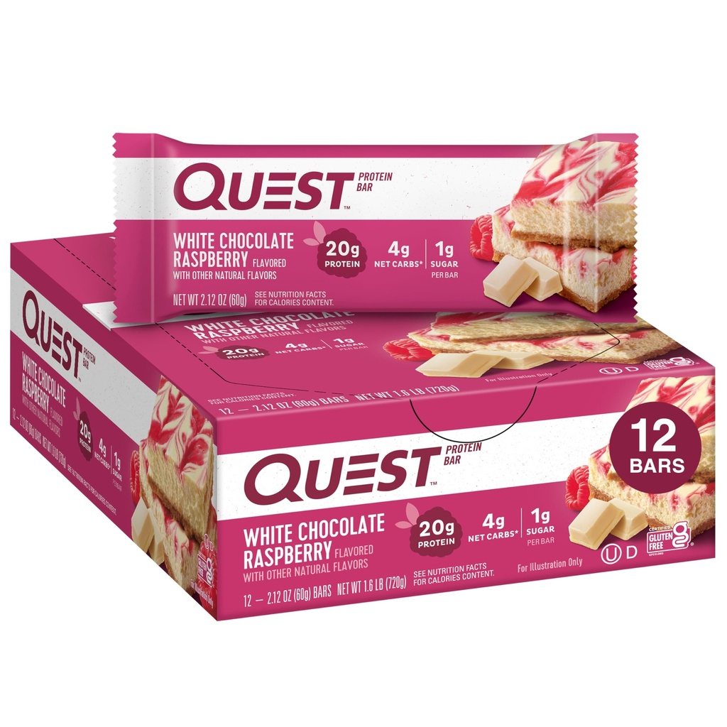 QUEST WHT CHOCOLATE RASPBERRY 60G/12CT